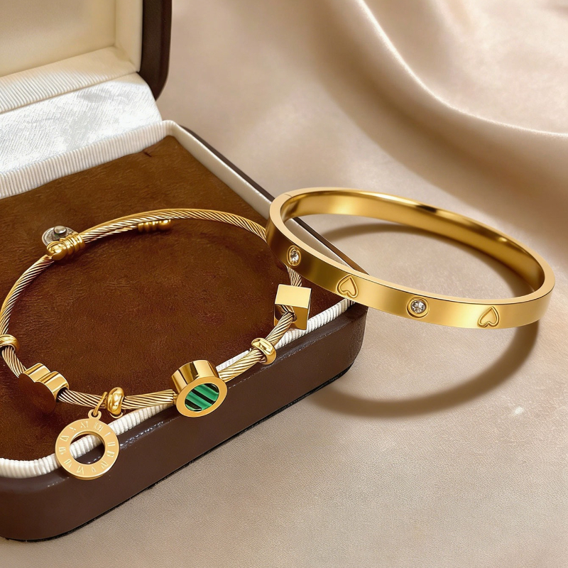 2pcs Multi-Pattern Bracelet Set, Vintage Style for Layering
